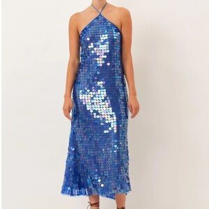 Saks Potts Polly Dress Deep Blue Sequin NWT